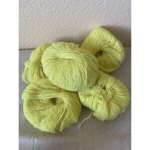 5 Skeins Yarn Mohair Bright Yellow Mixed 125g #494